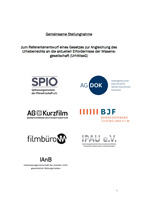 IPAU - Gemeinsame Stellungnahme mit Verbänden der deutschen Filmwirtschaft zum RefE UrhWissG